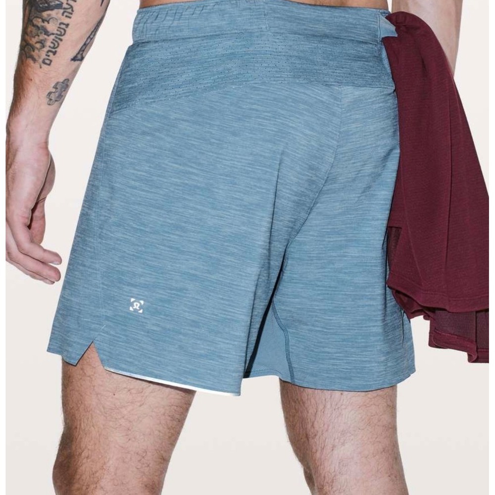 Lululemon Surge Short 6" Lined Mens Large Blue Heathered Swift Running Athletic